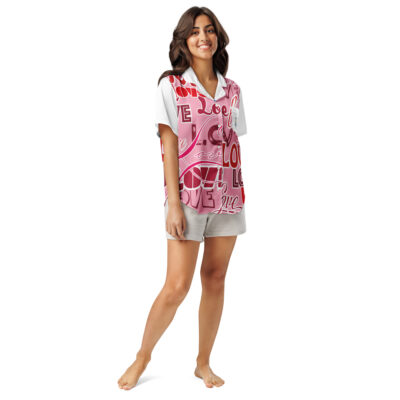 Kurzärmeliges Pyjama-Oberteil für Damen mit Allover-Druck