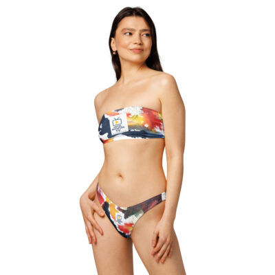 Recycelter Bandeau-Bikini mit Allover-Druck